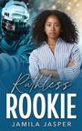 "Ruthless Rookie, Jamila Jasper." Eine Frau mit lockigem Haar und ein Eishockeyspieler im Hintergrund.