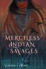 "Merciless Indian Savages" und "Veronica Faline". Illustration: Frau mit rotem Handabdruck, Krähen im Vordergrund.