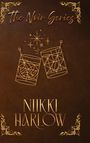 „The Noir Series“ oben, „Nikki Harlow“ unten. Goldene Verzierungen und zwei stilisierte Cocktailgläser zentral.
