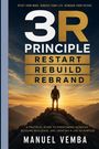 Text: "3R Principle: Restart, Rebuild, Rebrand - Manuel Vemba". Person steht auf einem Berggipfel im Sonnenaufgang.
