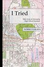 Der Text zeigt: „I Tried: Tales from an Emerging High School Feminist“ von Noriko Nakada. Hintergrundkarte von Deschutes County.