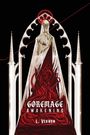 „GOREMAGE AWAKENING“ von L. Vernon. Illustration eines skelettartigen Wesens in einem gotischen Rahmen mit roten Elementen.
