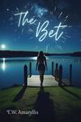 "The Bet." Eine Frau geht auf einem Steg am nächtlichen See, Mondlicht und Sterne erhellen die Szene. Autor: T.W. Amaryllis.