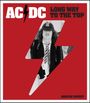 Text: "AC/DC LONG WAY TO THE TOP MARTIN POPOFF". 
Roter Hintergrund mit Blitzsymbol. Person in Schuluniform im Blitz.