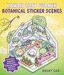 „Kawaii Cozy Corner Botanical Sticker Scenes“. Eine niedliche Illustration eines kleinen Gewächshauses mit Pflanzen und Figuren.