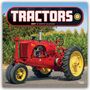 „TRACTORS 2027 16-MONTH CALENDAR“. Ein roter Oldtimer-Traktor auf einer Straße vor Maisfeldern.