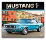 "MUSTANG 2027 OFFICIAL 16-MONTH CALENDAR" und ein blauer Oldtimer Mustang vor bunten Gebäuden.