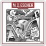 Text: "M.C. ESCHER 2027 OFFICIAL 16-MONTH CALENDAR". Eine verwirrende Illustration mit ineinander verdrehten Treppen.