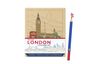 „The Little London Colouring Set“: Zeichnung von Big Ben und roter Telefonzelle, enthält 12 Bleistifte und Malbuch.