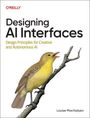 Titel: Designing AI Interfaces. Untertitel: Design Principles for Creative and Autonomous AI. Illustration: Gelber Vogel auf Zweig.