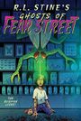 Text: R.L. Stine’s Ghosts of Fear Street; The Bugman Lives! Illustration eines großen, grünen Insekts über einem verängstigten Kind.