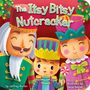 Text: "The Itsy Bitsy Nutcracker", "by Jeffrey Burton", "illustrated by Sanja Rešček." Illustration von drei fröhlichen Nussknackern.