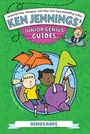 "Ken Jennings’ Junior Genius Guides: Dinosaurs." Illustration mit Kindern auf einem Dinosaurier und einem fliegenden Pterosaurier.