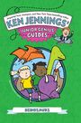 Text: "Ken Jennings' Junior Genius Guides: Dinosaurs." Illustration mit Kindern und Dinosauriern auf grünem Hintergrund.