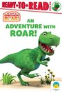 "READY TO READ, AN ADVENTURE WITH ROAR!" Ein grüner Dinosaurier auf zwei Beinen, fröhlich neben Pflanzen. Smithsonian Kids Logo.