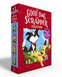 "The Good Dog and Scrapper Collection" steht groß auf einer roten Box. Zwei fröhliche Hunde sind illustriert.