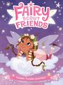 „Fairy Scout Friends“ in pinker Schrift. Ein lächelndes Feenmädchen liegt träumerisch auf einer Wolke, umgeben von Sternen.