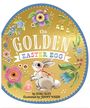 „The Golden Easter Egg“, verziert mit Blumen und einem Hasen in der Mitte.