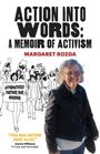 "Action Into Words: A Memoir of Activism" von Margaret Rozga. Hintergrund: Protestszene, Frau lächelt im Vordergrund.