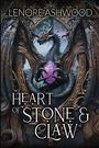 "LENORE ASHWOOD, Heart of Stone & Claw." Ein Drache umschlingt ein lila Juwel in einem kunstvollen Rahmen.