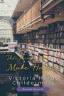 "The Things We Make Happen" von Victoria Hardy Childermass, Marduke Manor #4. Innenansicht einer Buchhandlung mit Holzgeländer.