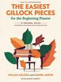 Text: "The Easiest Gillock Pieces for the Beginning Pianist". Illustration eines Klaviers, umgeben von bunten Herbstblättern.