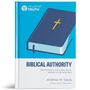 "BIBLICAL AUTHORITY" in Blau, Buchabbildung mit Kreuz, Titel oben: "PILLAR OF TRUTH". Autoren: Andrew M. Davis, Dwayne Milioni, Nate Akin.