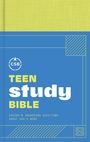CSB TEEN STUDY BIBLE. ASKING & ANSWERING QUESTIONS ABOUT GOD'S WORD. Blau-gelbes Design mit Linien und Logo.