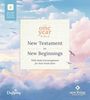 Text: "The One Year Bible. New Testament for New Beginnings. With Daily Encouragement for Your Fresh Start." Hintergrund: Himmel.