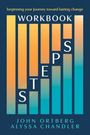„beginning your journey toward lasting change“ oben, „WORKBOOK STEPS“ mittig, Autoren unten. Vertikale Balken in Blau-Orange.