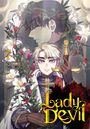 "Lady Devil", "7", kunstvoller Charakter mit Schwert und Lilien, trägt elegantes Gewand.