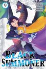 Text: "9", "Manga: Gin Ammo", "Original Work: Doufu Mayoi", "Character Design: Kurogin (Digs)", "Black Summoner". Illustration: Zwei Figuren vor einem Drachen.