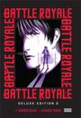 Text: "BATTLE ROYALE DELUXE EDITION 3". Illustration: Ein Gesicht und eine Figur im Fadenkreuz, melancholische Stimmung.