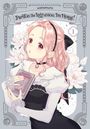 „Pardon the Intrusion, I'm Home!“ steht oben. Eine Manga-Figur mit langen Haaren hält ein Buch, umgeben von Blumen.