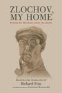 "Zlochov, My Home"; Gedichte von Moyshe-Leyb Halpern. Illustration eines Mannes mit Brille und Pfeife.