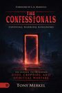 "The Confessionals. Exposing Warring Kingdoms" steht oben. Vor einem nebligen Wald leuchtet ein rechteckiger, roter Lichtrahmen.