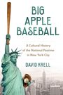 "BIG APPLE BASEBALL" - Freiheitsstatue hält Baseballschläger und -handschuh, Hintergrund Skyline von New York City.