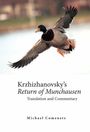 Der Text lautet: "Krzhizhanovsky’s Return of Munchausen, Translation and Commentary, Michael Comenetz." Ein fliegender Erpel.