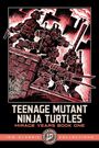 "TEENAGE MUTANT NINJA TURTLES MIRAGE YEARS BOOK ONE". Illustration: Vier kämpfende Schildkröten auf einem Dach.
