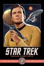 "Star Trek: Engage Warp Drive. IDW Classic Collections. Illustration eines Mannes im Weltraumanzug mit Raumschiff."