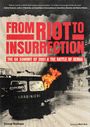 "FROM RIOT TO INSURRECTION: THE G8 SUMMIT OF 2001 & THE BATTLE OF GENOA." Ein brennendes Fahrzeug.