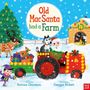 "Old Mac Santa had a Farm" steht in großen Buchstaben über einem weihnachtlichen Szenario mit Santa auf einem Traktor.