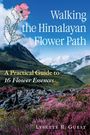 "Walking the Himalayan Flower Path. A Practical Guide to 16 Flower Essences. Lysette R. Guest." Illustration einer Berglandschaft mit Blumen.