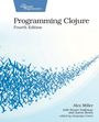 "Programming Clojure, Fourth Edition" von Alex Miller, Stuart Halloway, Aaron Bedra. Cover: Blaue Vogelschwärme.