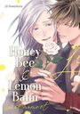 Text: "Honey Bee & Lemon Balm", "sweet moment", "Jil Hashikura". Illustration von zwei lächelnden Menschen mit Rose.