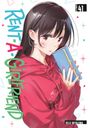 „Rent-A-Girlfriend Volume 41“, Illustration eines Mädchens in rotem Hoodie mit blauem Buch.