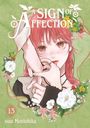 „A Sign of Affection“, suu Morishita, 13. Illustration: Rotes Haar, Hände, Blumen, grüner Hintergrund.