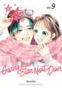 „vol. 9, Gazing at the Star Next Door“, Illustration: Zwei lachende Personen mit grün funkelnden Augen, rosa Schal.