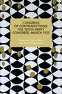 „CONGRESS OF CONTRADICTIONS: THE TENTH PARTY CONGRESS, MARCH 1921“ auf beigem Hintergrund, geometrisches Muster.