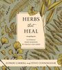 "HERBS that HEAL" (CATHOLIC) HOME REMEDIES TO FORAGE AND GROW. Dekorative Pflanzen auf grünem Hintergrund.